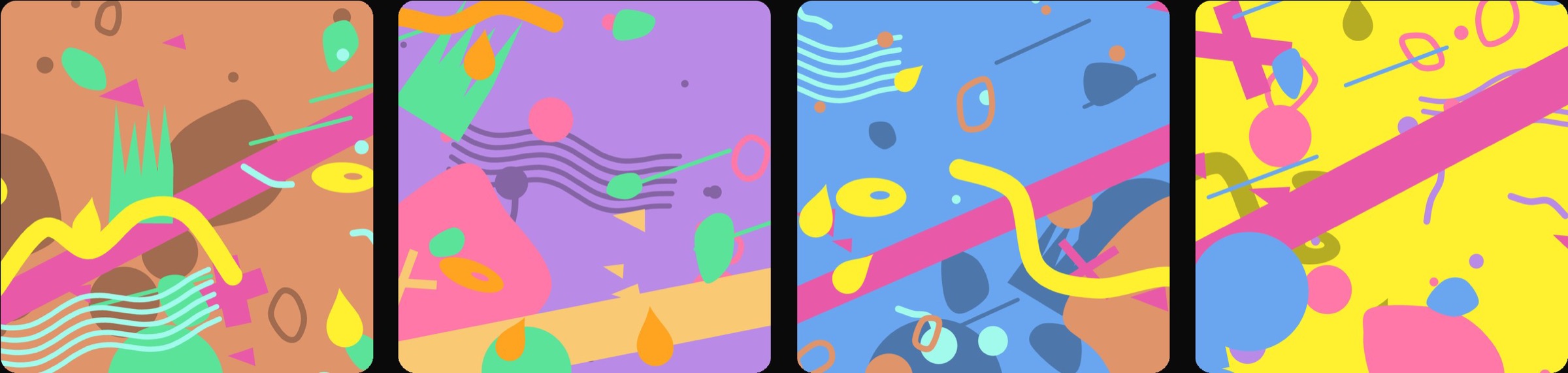 Four footprints from the experience, each a different mix of colours and patterns.